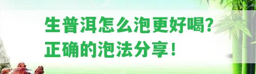 生普洱怎么泡更好喝？正確的泡法分享！