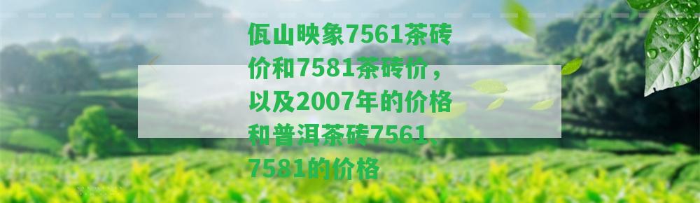 佤山映象7561茶磚價和7581茶磚價，以及2007年的價格和普洱茶磚7561、7581的價格