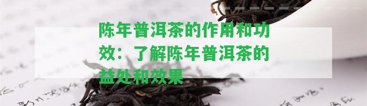 陳年普洱茶的作用和功效：熟悉陳年普洱茶的益處和效果