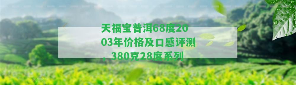 天福寶普洱68度2003年價格及口感評測，380克28度系列