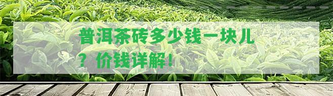 普洱茶磚多少錢一塊兒？價(jià)錢詳解！