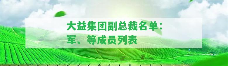 大益集團(tuán)副總裁名單：軍、等成員列表