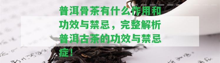 普洱骨茶有什么作用和功效與禁忌，完整解析普洱古茶的功效與禁忌癥！