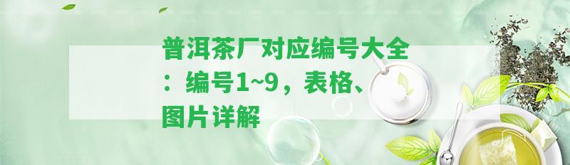 普洱茶廠對應編號大全：編號1~9，表格、圖片詳解