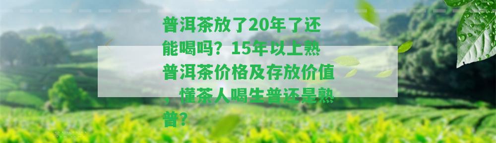 普洱茶放了20年了還能喝嗎？15年以上熟普洱茶價格及存放價值，懂茶人喝生普還是熟普？