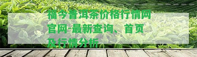 福今普洱茶價(jià)格行情網(wǎng)官網(wǎng)-最新查詢(xún)、首頁(yè)及行情分析