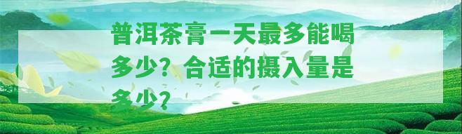 普洱茶膏一天最多能喝多少？合適的攝入量是多少？