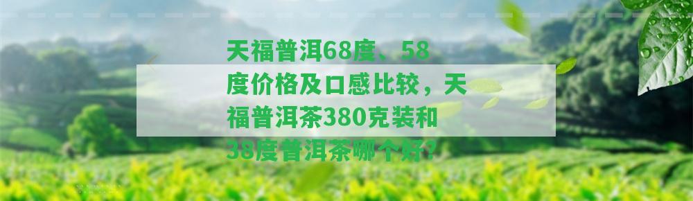 天福普洱68度、58度價格及口感比較，天福普洱茶380克裝和38度普洱茶哪個好？