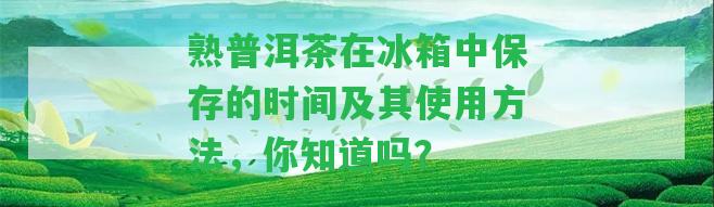 熟普洱茶在冰箱中保存的時(shí)間及其使用方法，你知道嗎？